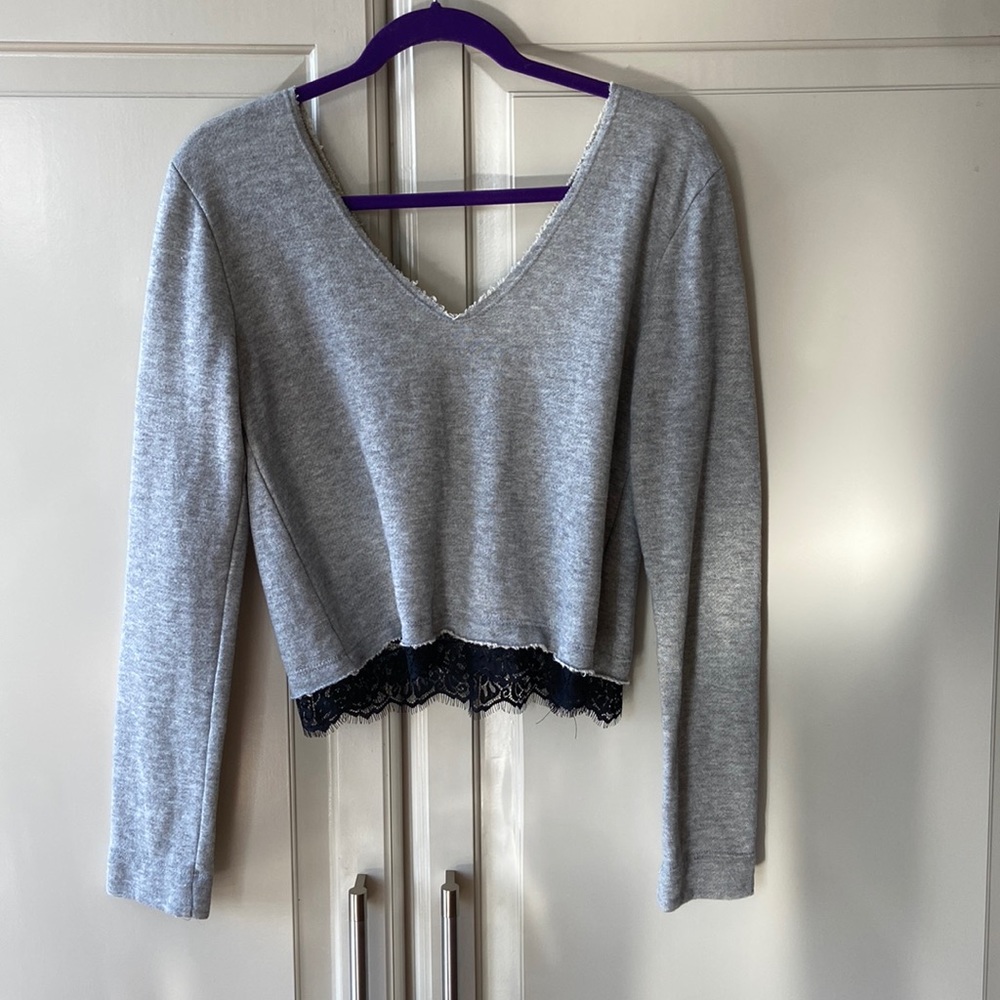 Grey Sweater with Lace